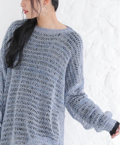 n'OrLABEL（ノアールレーベル）の「【廃盤】『透かしモヘヤタッチニット』（ニット/セーター・レディース・ライトブルー/オレンジ/ピンク/グリーン・FREE）」の5枚目の写真