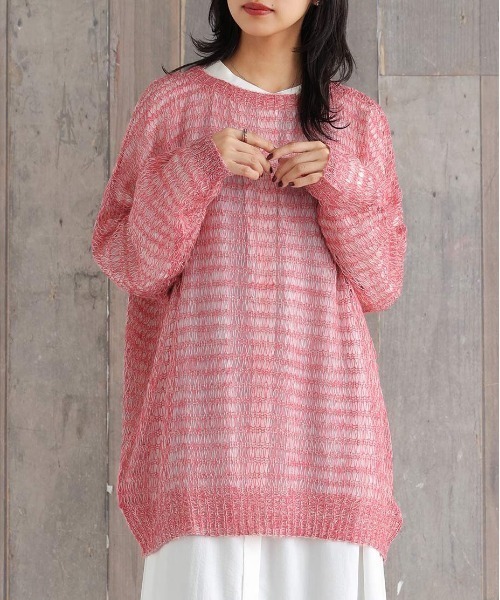 n'OrLABEL（ノアールレーベル）の「【廃盤】『透かしモヘヤタッチニット』（ニット/セーター・レディース・ライトブルー/オレンジ/ピンク/グリーン・FREE）」の10枚目の写真