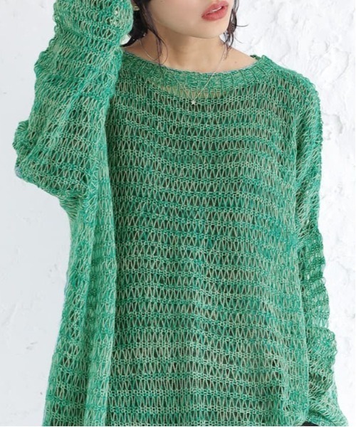 n'OrLABEL（ノアールレーベル）の「【廃盤】『透かしモヘヤタッチニット』（ニット/セーター・レディース・ライトブルー/オレンジ/ピンク/グリーン・FREE）」の7枚目の写真