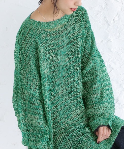 n'OrLABEL（ノアールレーベル）の「【廃盤】『透かしモヘヤタッチニット』（ニット/セーター・レディース・ライトブルー/オレンジ/ピンク/グリーン・FREE）」の6枚目の写真