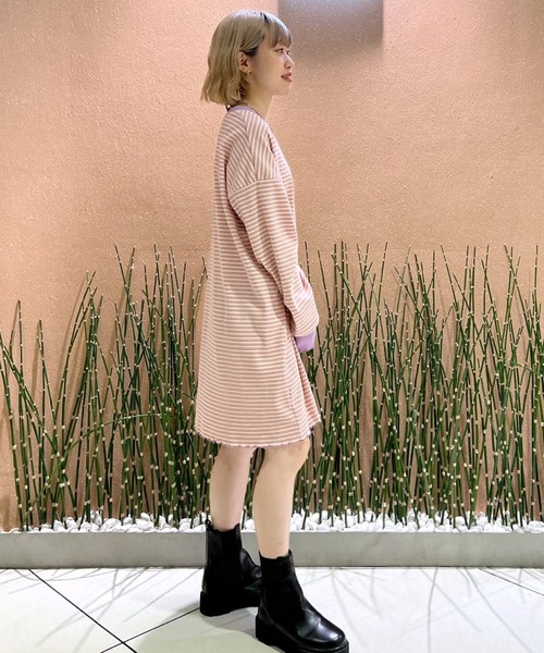 Alley by w closet（アリーバイダブルクローゼット）の「【Alley】クルーネックメローBIGプルオーバー（Tシャツ/カットソー・レディース・ホワイト×ピンク/ブラウン系その他/ラベンダー・FREE）」の10枚目の写真