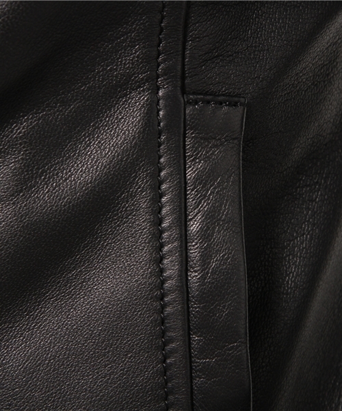 アルアバイル　レザークルーネックジャケット　ブラック　ルルウィルビー レザークルーネックジャケット | allureville (Women