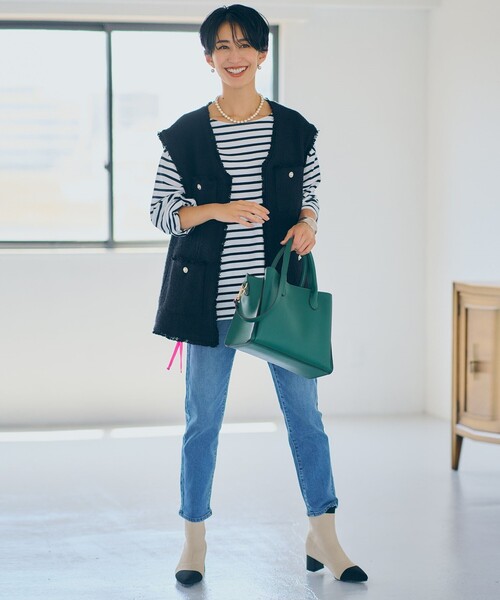 SHOO・LA・RUE（シューラルー）の「◆程よいシルエットでどんなスタイルにもマッチ！デニム テーパードパンツ（デニムパンツ・レディース・ブルー/ダークネイビー・01/02/03/04/05/10）」の14枚目の写真