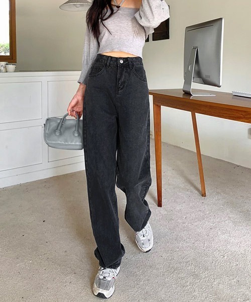 urge:(アージコロン )の「【URGE:】ハイウエスト ストレート デニムパンツ(デニムパンツ・レディース・チャコールグレー・SMALL/MEDIUM/LARGE)」の5枚目の写真