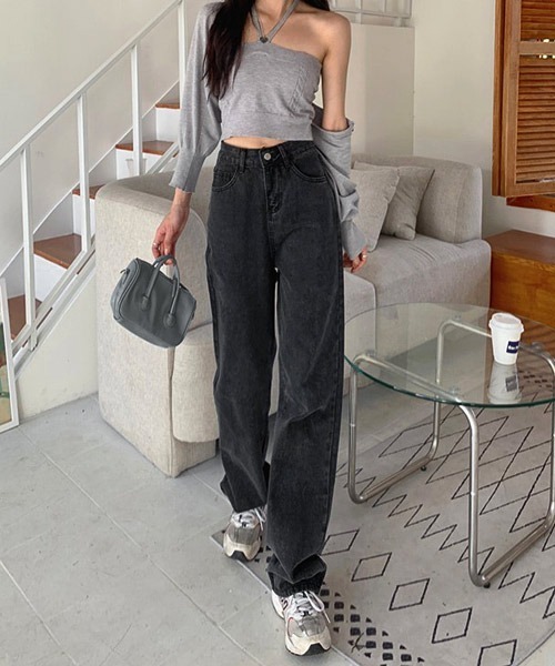 urge:(アージコロン )の「【URGE:】ハイウエスト ストレート デニムパンツ(デニムパンツ・レディース・チャコールグレー・SMALL/MEDIUM/LARGE)」の4枚目の写真