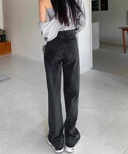 urge:(アージコロン )の「【URGE:】ハイウエスト ストレート デニムパンツ(デニムパンツ・レディース・チャコールグレー・SMALL/MEDIUM/LARGE)」の2枚目の写真