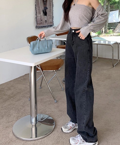 urge:(アージコロン )の「【URGE:】ハイウエスト ストレート デニムパンツ(デニムパンツ・レディース・チャコールグレー・SMALL/MEDIUM/LARGE)」の3枚目の写真