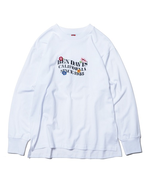 BEN DAVIS(ベンデイビス)の「《BEN DAVIS》LADIES PRINT LONG TEE(Tシャツ/カットソー・レディース・ホワイト/チャコールグレー・MEDIUM/LARGE)」の4枚目の写真