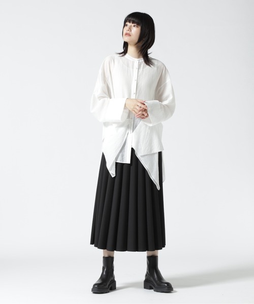 ESSENTIAL（エッセンシャル）の「ESSENTIAL/エッセンシャル/カマボコプリーツスカート（スカート・レディース・ホワイト系2/ブラック・36）」の6枚目の写真