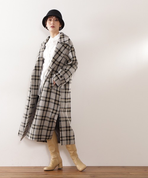 N.（N. Natural Beauty Basic）（エヌエヌナチュラルビューティーベーシック）の「【S Size Line】◆チェックオーバーチェスターコート（チェスターコート・レディース・グレー系その他/ベージュ系その他・SMALL/MEDIUM）」の9枚目の写真