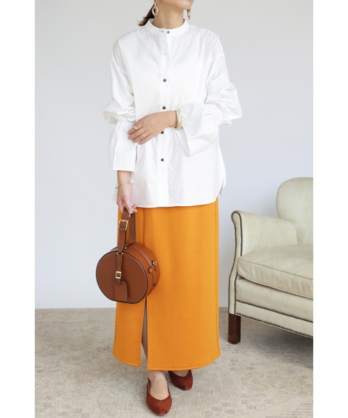 &. NOSTALGIA（アンドドットノスタルジア）の「【ZOZO限定】スムースタッチスリットタイトロングスカート（スカート・レディース・ブラック/パープル/ピンク/オレンジ/グリーン/グレイッシュベージュ/テラコッタ・FREE）」の19枚目の写真