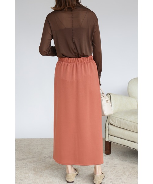 &. NOSTALGIA（アンドドットノスタルジア）の「【ZOZO限定】スムースタッチスリットタイトロングスカート（スカート・レディース・ブラック/パープル/ピンク/オレンジ/グリーン/グレイッシュベージュ/テラコッタ・FREE）」の9枚目の写真