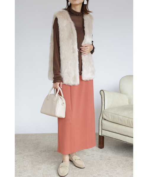 &. NOSTALGIA（アンドドットノスタルジア）の「【ZOZO限定】スムースタッチスリットタイトロングスカート（スカート・レディース・ブラック/パープル/ピンク/オレンジ/グリーン/グレイッシュベージュ/テラコッタ・FREE）」の10枚目の写真