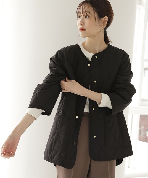 GLOBAL WORK(グローバルワーク)の「軽やかストレッチ3WAYコート/281687(ノーカラーコート・レディース・ベージュ系その他3/ブラック・LARGE/MEDIUM)」の10枚目の写真