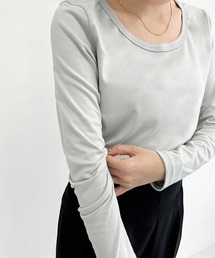 裏起毛カットソー バックVネック