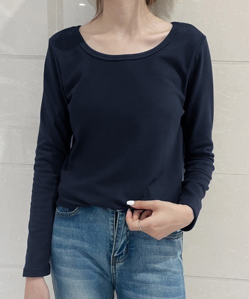 Doux Belle(ドゥーベル)の「裏起毛カットソー バックVネック(Tシャツ/カットソー・レディース・ライトグレー/ホワイト/ベージュ/ネイビー/ブラック・MEDIUM/LARGE)」の6枚目の写真