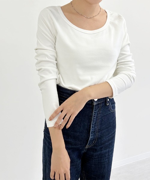 Doux Belle(ドゥーベル)の「裏起毛カットソー バックVネック(Tシャツ/カットソー・レディース・ライトグレー/ホワイト/ベージュ/ネイビー/ブラック・MEDIUM/LARGE)」の13枚目の写真