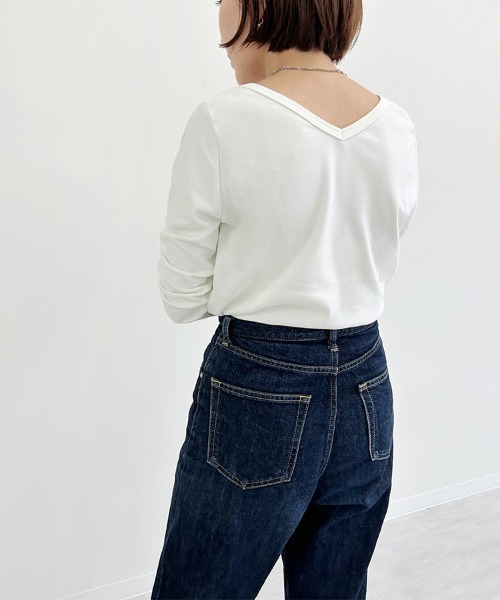 Doux Belle(ドゥーベル)の「裏起毛カットソー バックVネック(Tシャツ/カットソー・レディース・ライトグレー/ホワイト/ベージュ/ネイビー/ブラック・MEDIUM/LARGE)」の15枚目の写真