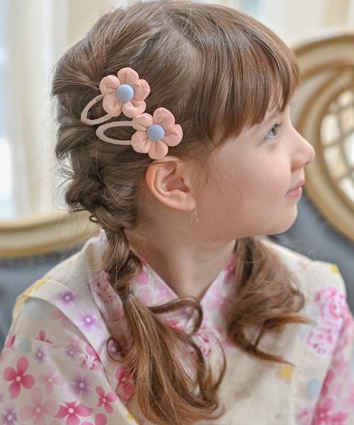 Catherine Cottage（キャサリンコテージ）の「お花ヘアピン ミニ 2個セット（ヘアピン・キッズ・オレンジ/イエロー/ピンク/パープル・FREE）」の3枚目の写真
