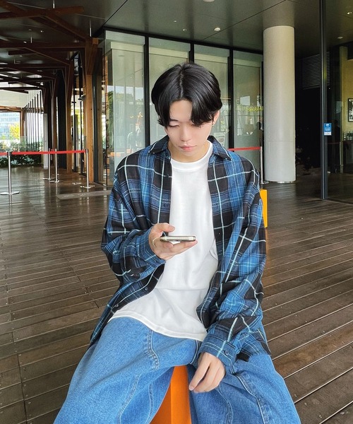 Figments（フィグメンツ）の「ビッグネルシャツ（シャツ/ブラウス・レディース・ブルー/ブラウン・LARGE/X-LARGE）」の3枚目の写真