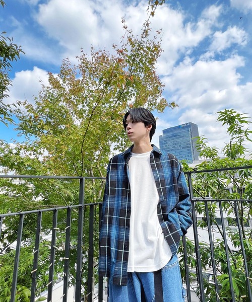 Figments（フィグメンツ）の「ビッグネルシャツ（シャツ/ブラウス・レディース・ブルー/ブラウン・LARGE/X-LARGE）」の5枚目の写真