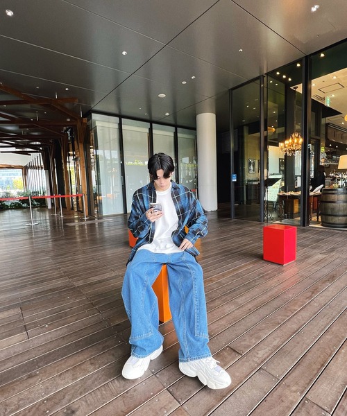 Figments（フィグメンツ）の「ビッグネルシャツ（シャツ/ブラウス・レディース・ブルー/ブラウン・LARGE/X-LARGE）」の6枚目の写真