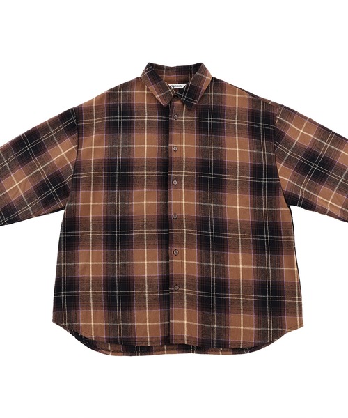 Figments（フィグメンツ）の「ビッグネルシャツ（シャツ/ブラウス・レディース・ブルー/ブラウン・LARGE/X-LARGE）」の15枚目の写真