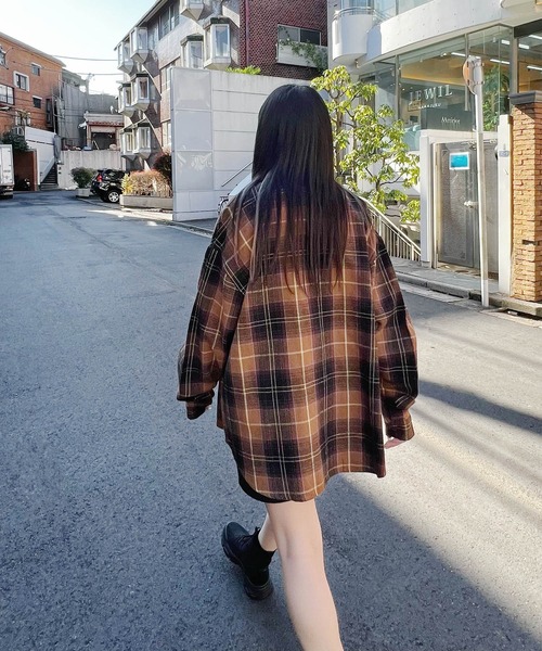 Figments（フィグメンツ）の「ビッグネルシャツ（シャツ/ブラウス・レディース・ブルー/ブラウン・LARGE/X-LARGE）」の11枚目の写真