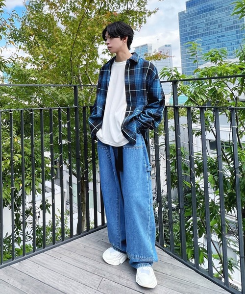 Figments（フィグメンツ）の「ビッグネルシャツ（シャツ/ブラウス・レディース・ブルー/ブラウン・LARGE/X-LARGE）」の18枚目の写真