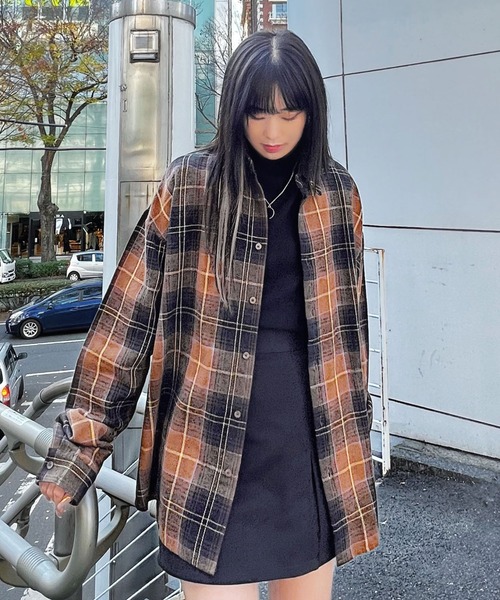 Figments（フィグメンツ）の「ビッグネルシャツ（シャツ/ブラウス・レディース・ブルー/ブラウン・LARGE/X-LARGE）」の10枚目の写真