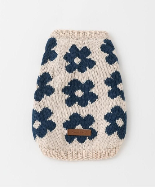 moncheri（モンシェリ）の「サスティナブルフラワーニットベスト / 犬服 / ドッグウェア（ペットウェア・レディース・ベージュ/モカ・S/M/L/XL/XS/2M）」の2枚目の写真