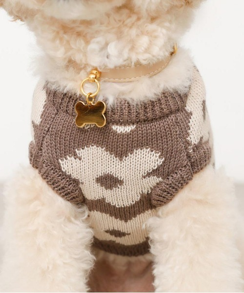 moncheri（モンシェリ）の「サスティナブルフラワーニットベスト / 犬服 / ドッグウェア（ペットウェア・レディース・ベージュ/モカ・S/M/L/XL/XS/2M）」の15枚目の写真