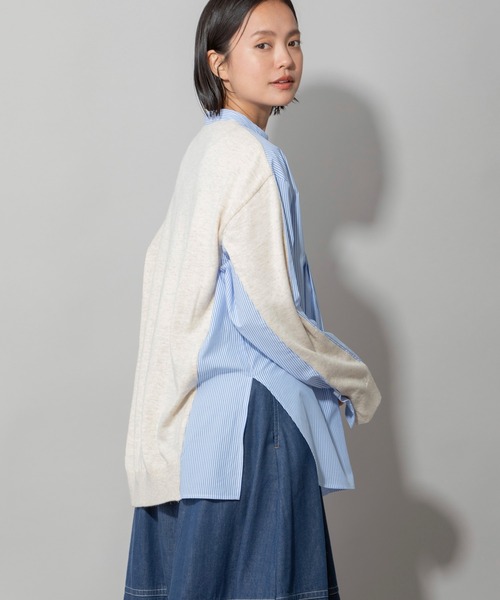 Munich(ミューニック)の「レーヨンアンゴラニット×ストライプタックシャツ(シャツ/ブラウス・レディース・ブラック/グリーン/オートミール・FREE)」の19枚目の写真