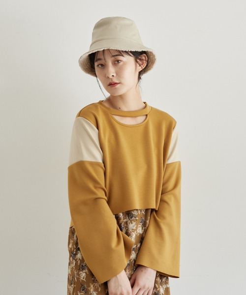 idem（イデム）の「lady jersey pullover/ジャージーショートプルオーバー（Tシャツ/カットソー・レディース・ブラック/マスタード・FREE）」の2枚目の写真