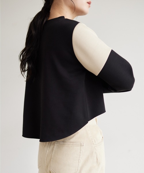 idem（イデム）の「lady jersey pullover/ジャージーショートプルオーバー（Tシャツ/カットソー・レディース・ブラック/マスタード・FREE）」の6枚目の写真