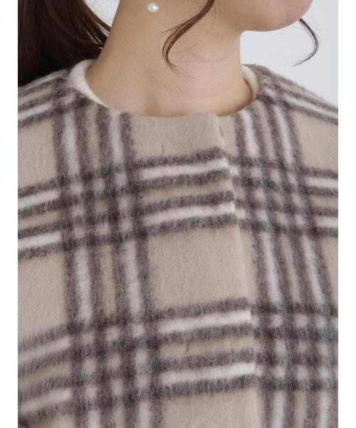 Te chichi（テチチ）の「シャギーチェックノーカラーコート（ノーカラーコート・レディース・グレー/ベージュ・ﾌﾘ-）」の9枚目の写真