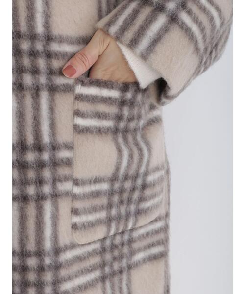 Te chichi（テチチ）の「シャギーチェックノーカラーコート（ノーカラーコート・レディース・グレー/ベージュ・ﾌﾘ-）」の12枚目の写真