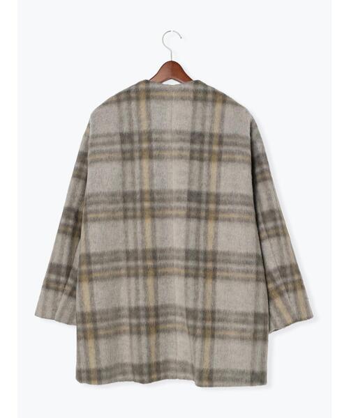 Te chichi（テチチ）の「シャギーチェックノーカラーコート（ノーカラーコート・レディース・グレー/ベージュ・ﾌﾘ-）」の16枚目の写真