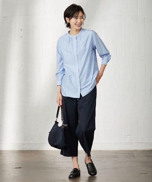 J.PRESS Ladies(J.プレス レディス)の「ストライプジャージー バンドカラー カットソー(Tシャツ/カットソー・レディース・ホワイト系1/サックスブルー系1/ピンク系1・SMALL)」の7枚目の写真