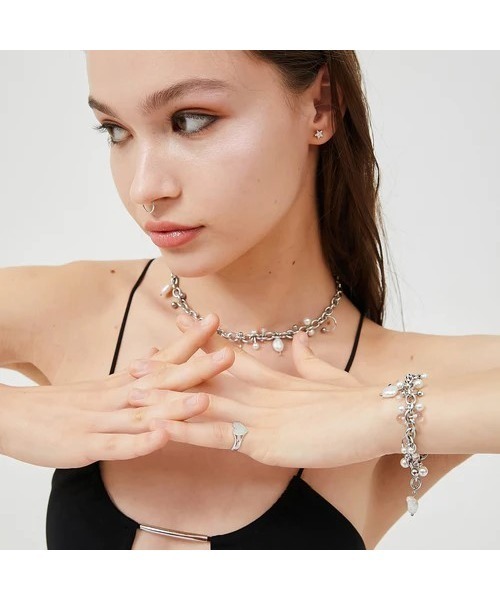HYPNOTIZE（ヒプノタイズ）の「PEARL&CLEAR PIERCE NECKLACE