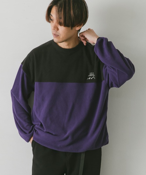 URBAN RESEARCH DOORS（アーバンリサーチドアーズ）の「『UR TECH』フリースプルオーバー（Tシャツ/カットソー・メンズ・オリーブ/ベージュ系その他/ブラック/パープル・MEDIUM/LARGE）」の4枚目の写真