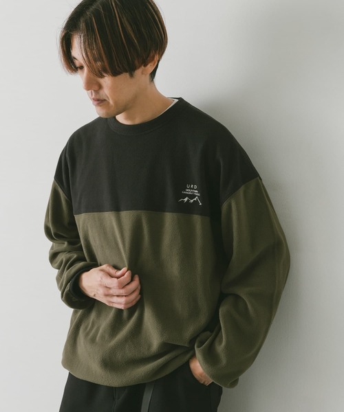 URBAN RESEARCH DOORS（アーバンリサーチドアーズ）の「『UR TECH』フリースプルオーバー（Tシャツ/カットソー・メンズ・オリーブ/ベージュ系その他/ブラック/パープル・MEDIUM/LARGE）」の3枚目の写真