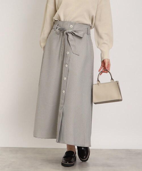 DRESKIP（ドレスキップ）の「◆【コーデの主役】ベルト付フロント釦フレアスカート（スカート・レディース・ブラック/グリーン/ダークブラウン系1・03/02/04）」の3枚目の写真