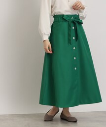 ◆【コーデの主役】ベルト付フロント釦フレアスカート