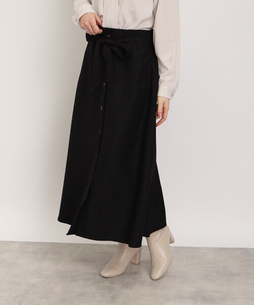 DRESKIP（ドレスキップ）の「◆【コーデの主役】ベルト付フロント釦フレアスカート（スカート・レディース・ブラック/グリーン/ダークブラウン系1・03/02/04）」の2枚目の写真