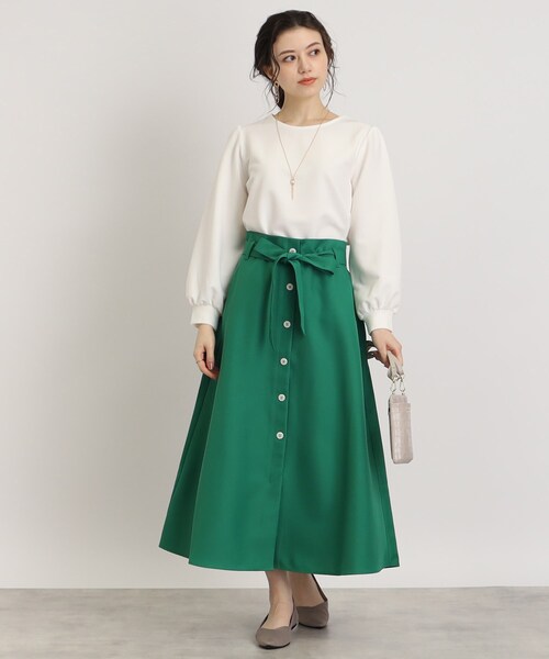 DRESKIP（ドレスキップ）の「◆【コーデの主役】ベルト付フロント釦フレアスカート（スカート・レディース・ブラック/グリーン/ダークブラウン系1・03/02/04）」の18枚目の写真