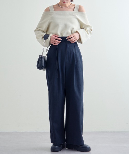 mline（エムライン）の「【サイズ展開あり】[mline]ハイウエストベルトパンツ（その他パンツ・レディース・ブラック/ベージュ/カーキ・1/2）」の10枚目の写真