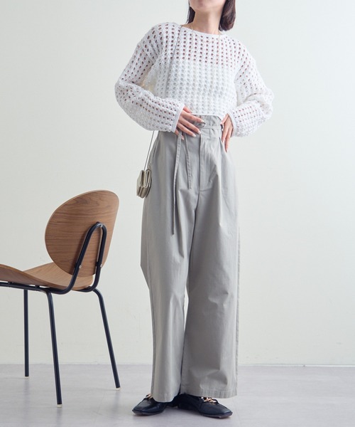 mline（エムライン）の「【サイズ展開あり】[mline]ハイウエストベルトパンツ（その他パンツ・レディース・ブラック/ベージュ/カーキ・1/2）」の6枚目の写真