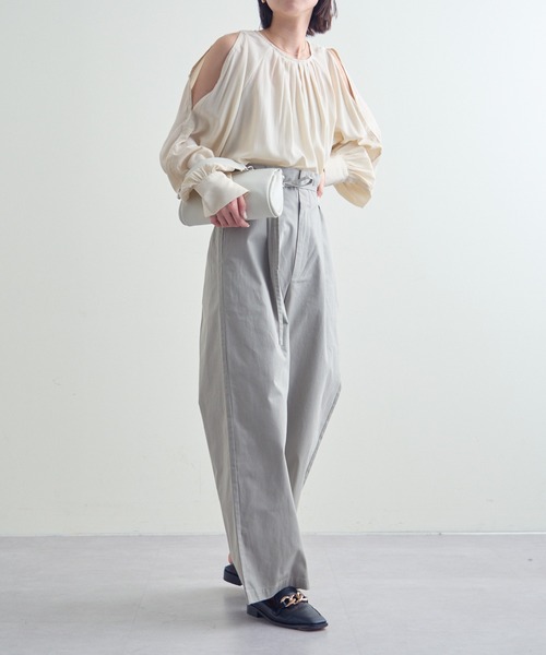 mline（エムライン）の「【サイズ展開あり】[mline]ハイウエストベルトパンツ（その他パンツ・レディース・ブラック/ベージュ/カーキ・1/2）」の7枚目の写真