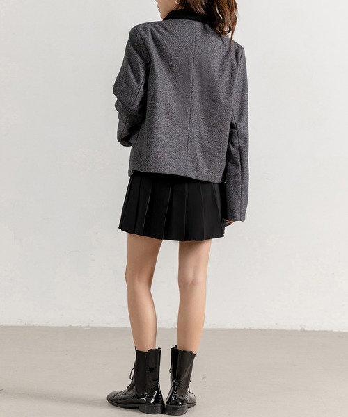 DAY CLOSET（デイ クローゼット）の「レディース モノトーンバイカラーステンカラージャケット（ステンカラーコート・レディース・ブラウン/ベージュ/グレー・M/L）」の21枚目の写真